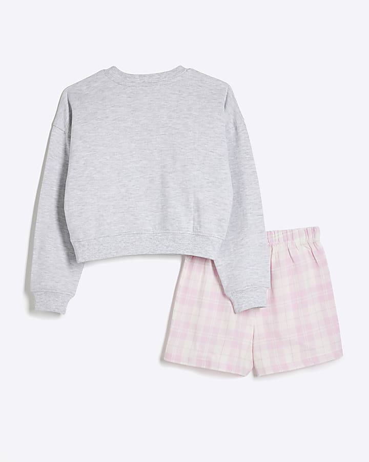 Girls Grey Cosy Pyjama Set