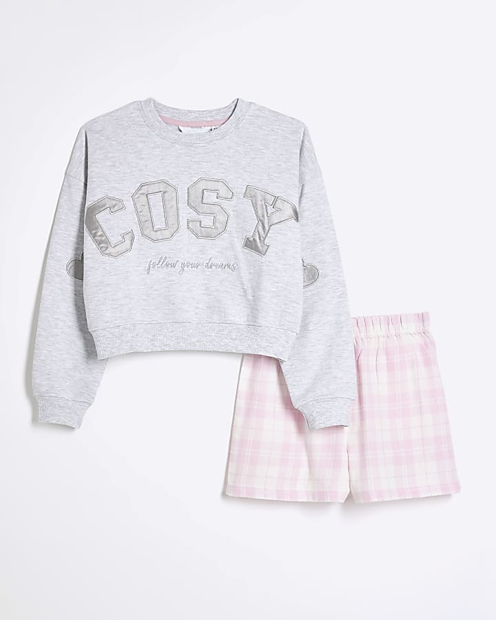 Girls Grey Cosy Pyjama Set