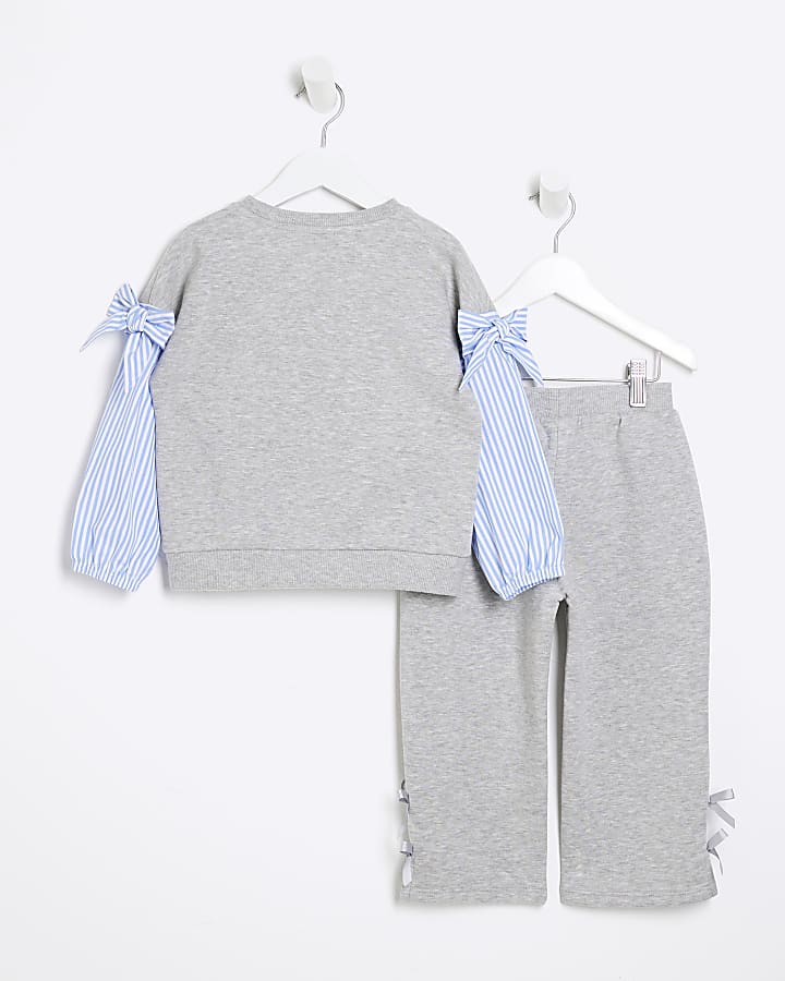 Mini Girls Grey Bow Hybrid Sweatshirt Set