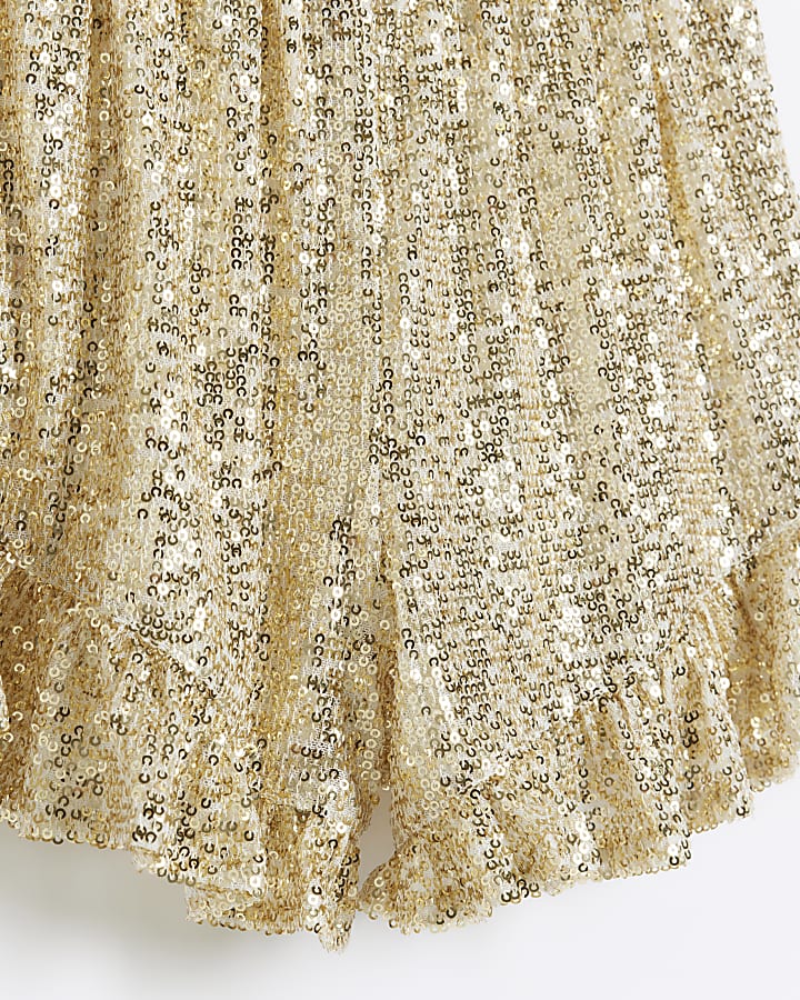 Girls gold sequin vest and shorts set