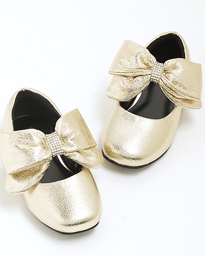 Mini Girls Faux Leather Oversized Bow Shoes