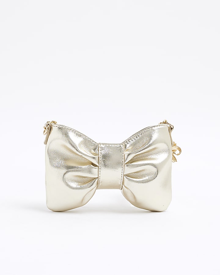 Girls Gold Bow Cross Body Bag