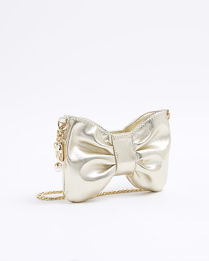 Girls Gold Bow Cross Body Bag