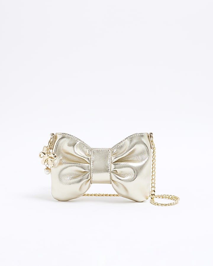 Girls Gold Bow Cross Body Bag