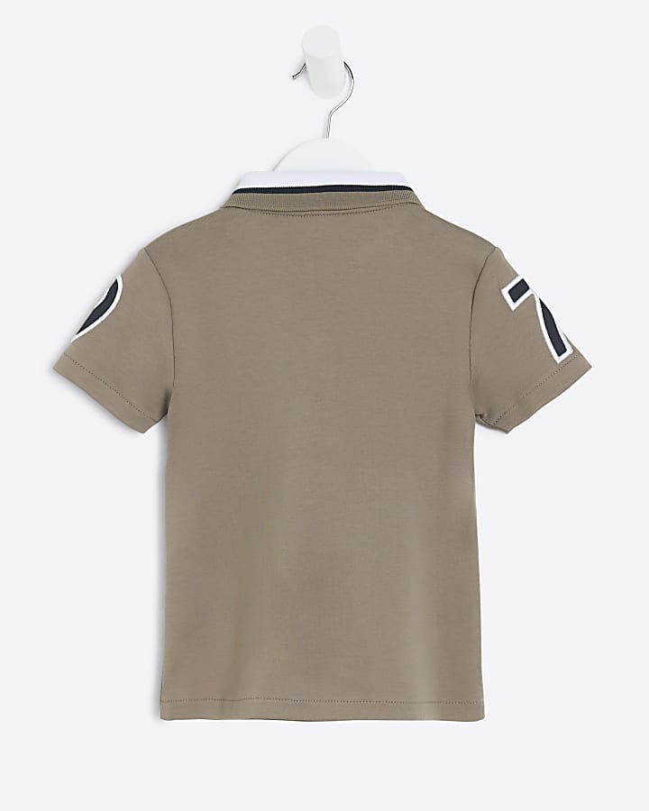 Boys Brown Polo Solid  T-Shirt
