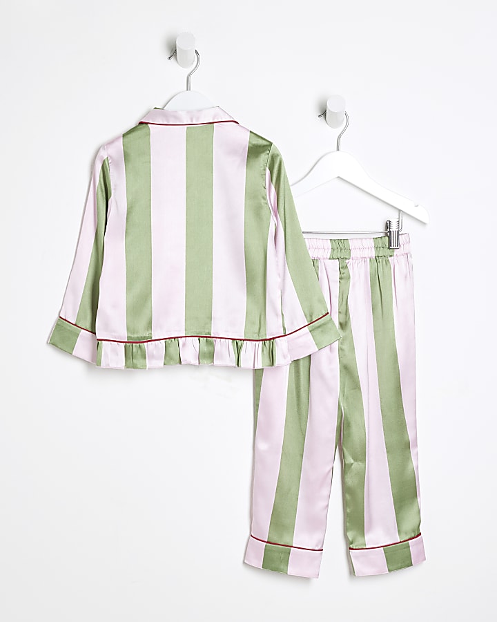 Mini Girls Pink Christmas Stripe Pyjama Set