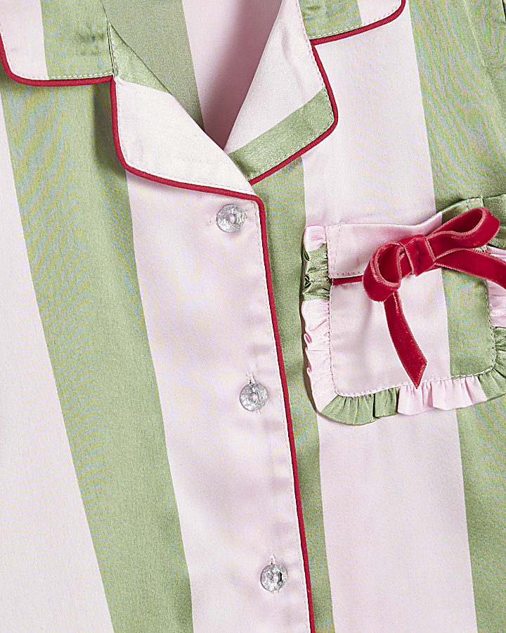 Mini Girls Pink Christmas Stripe Pyjama Set