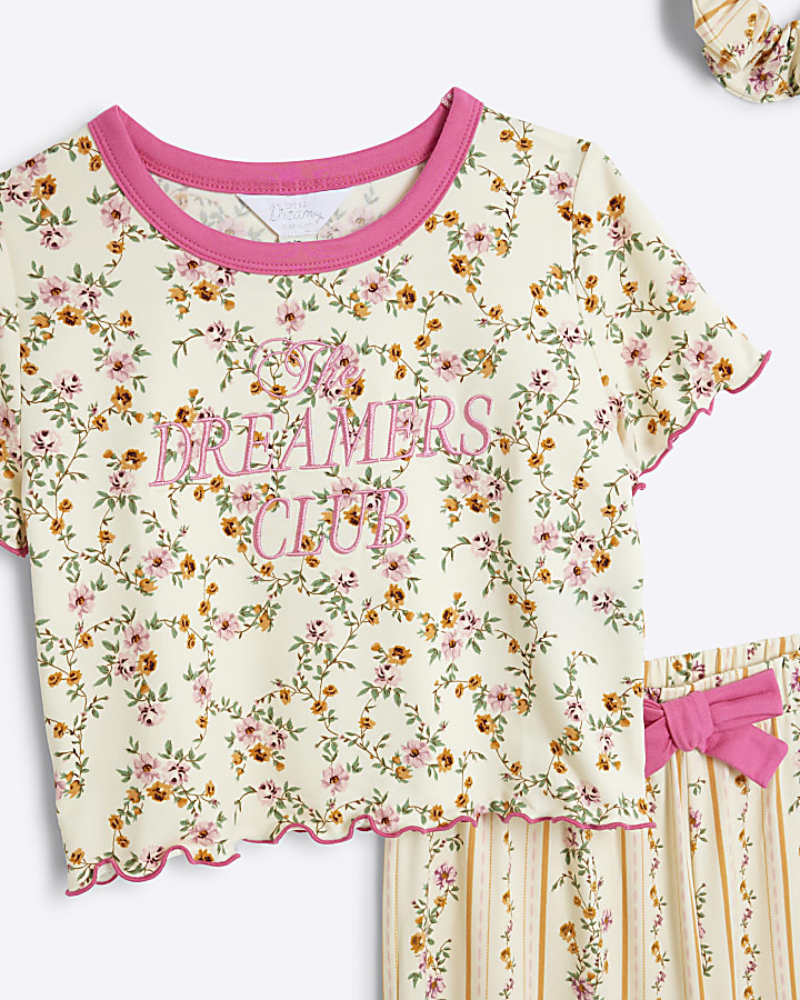 Girls Cream Ditsy Floral Pyjamas Set