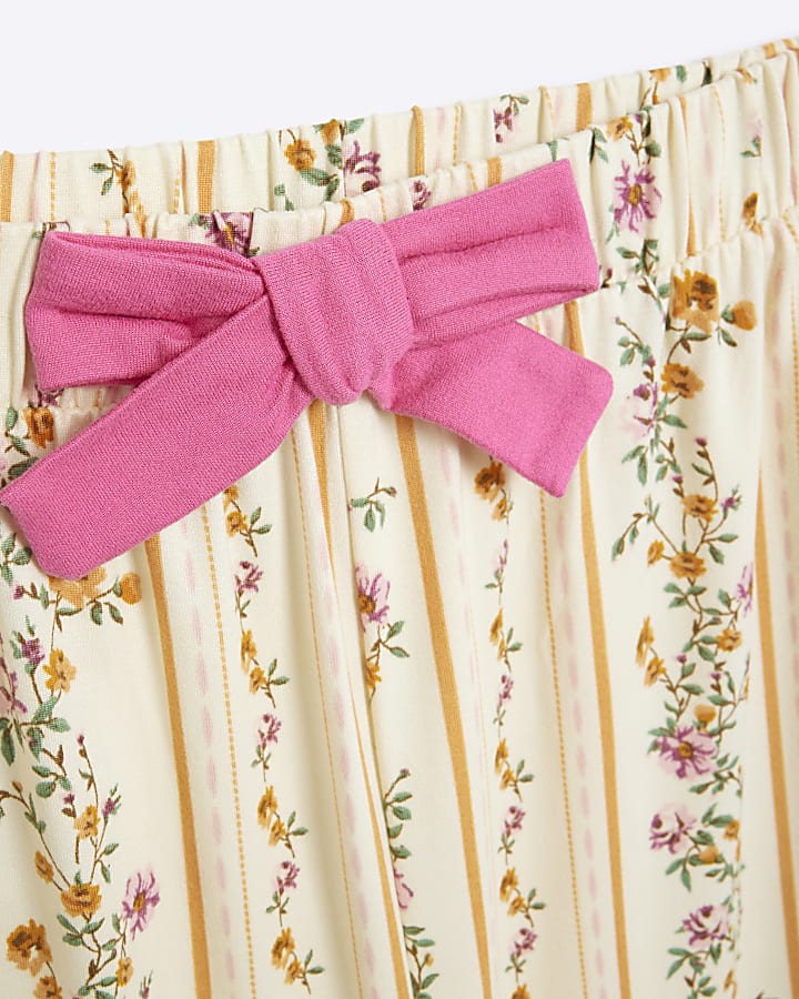 Girls Cream Ditsy Floral Pyjamas Set