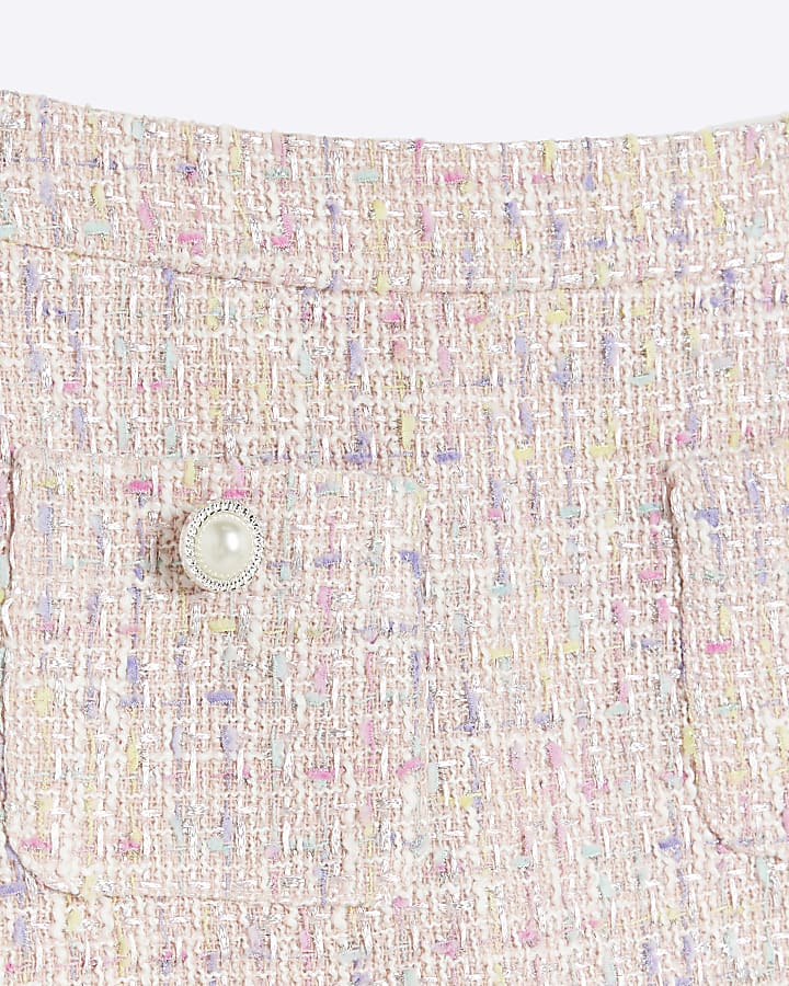 Girls pink boucle skirt