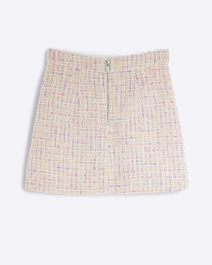 Girls pink boucle skirt