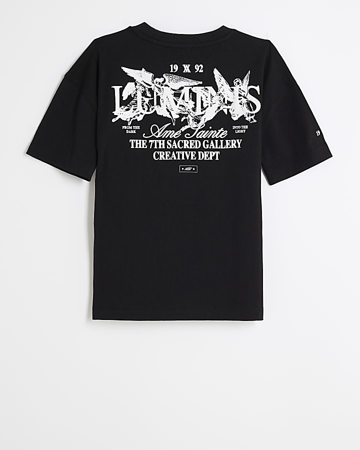 Boys black gothic graphic t-shirt