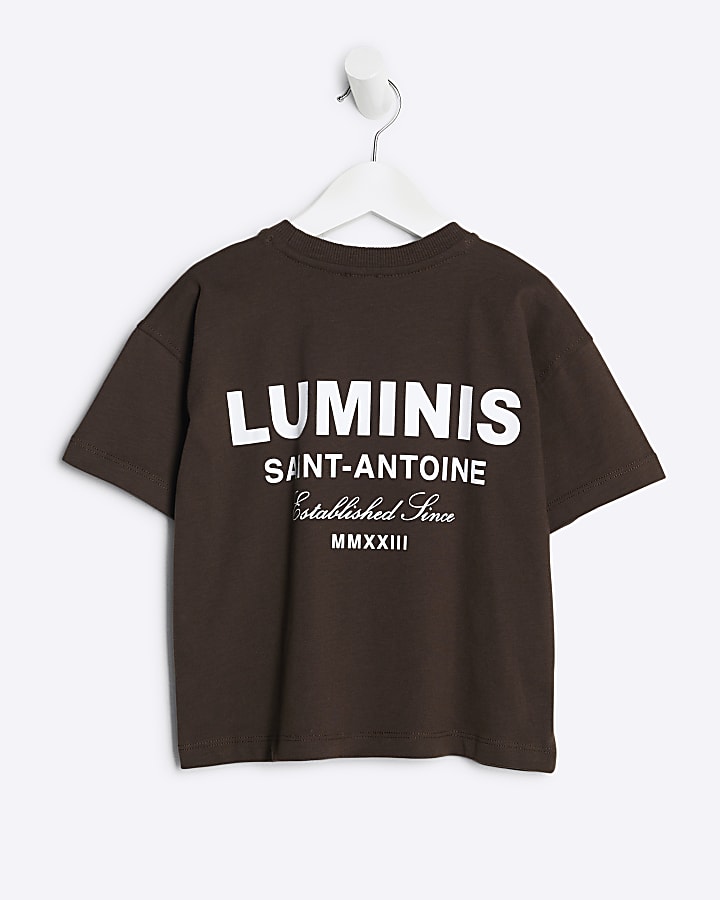 Mini Boys Brown Luminis Graphic T-Shirt