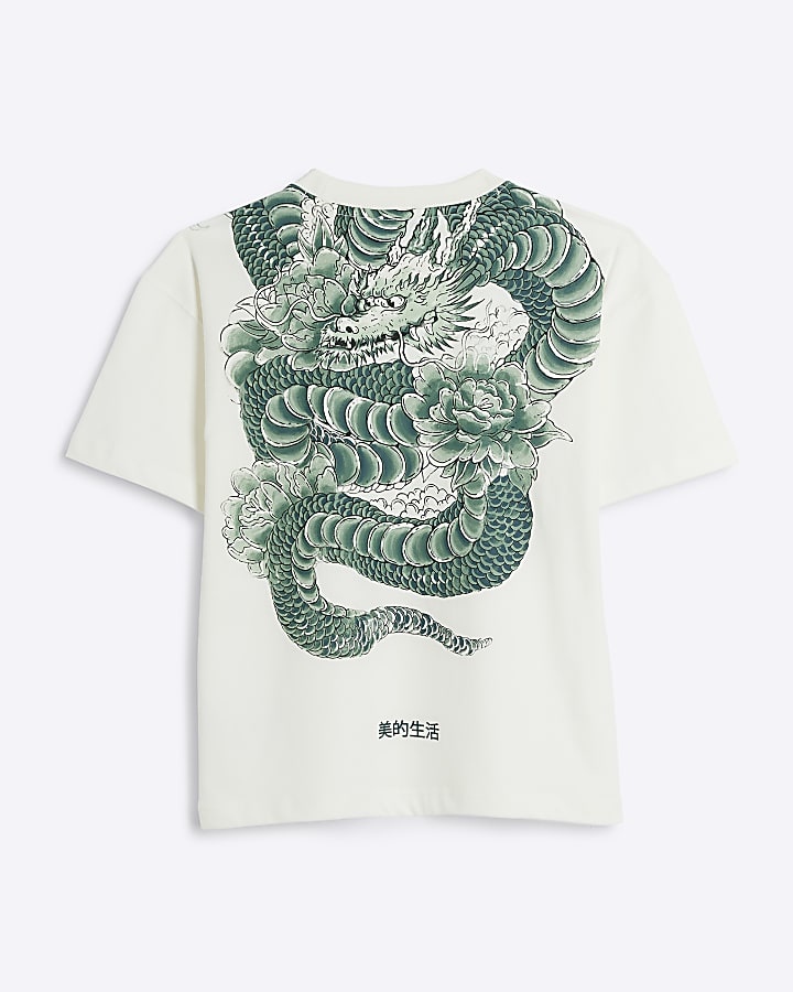 Boys Cream dragon graphic t-shirt