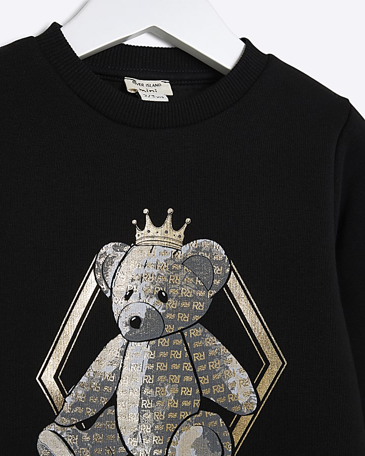 Mini boys black bear graphic sweatshirt