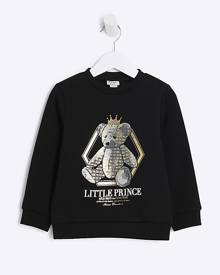 Mini boys black bear graphic sweatshirt