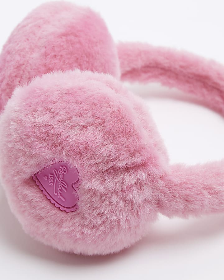 Girls Pink Stitch Earmuff And Scarf Set