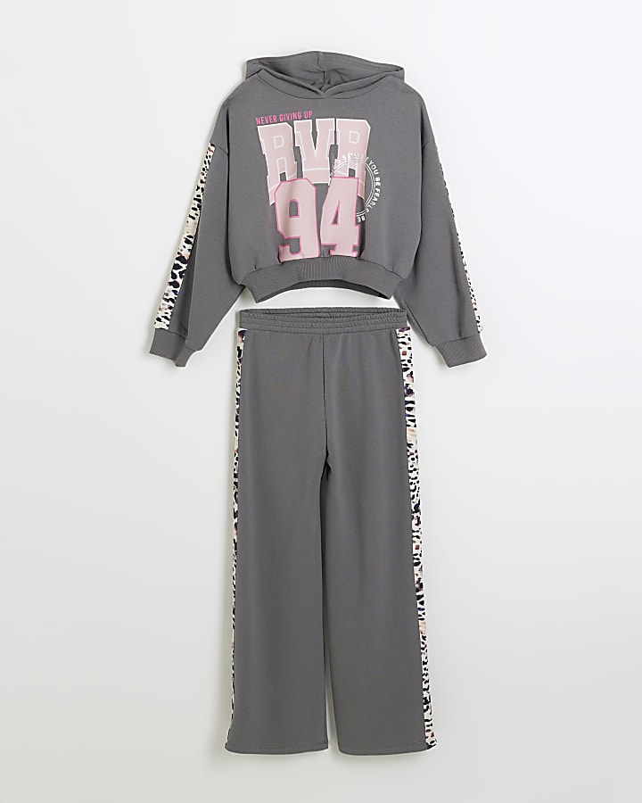 Girls grey RI Active taped sweatshirt set