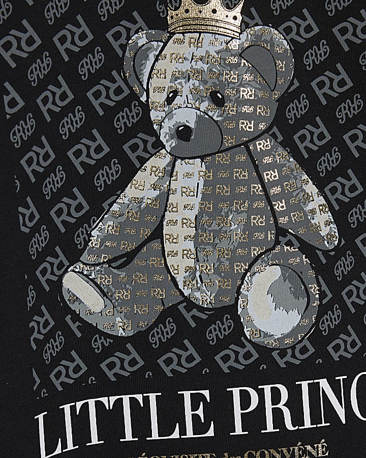 Mini boys black prince bear graphic t-shirt