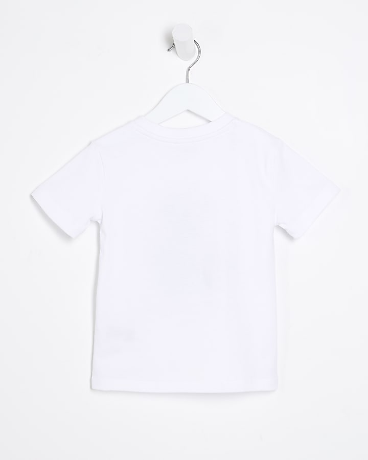 Mini boys white bear graphic t-shirt