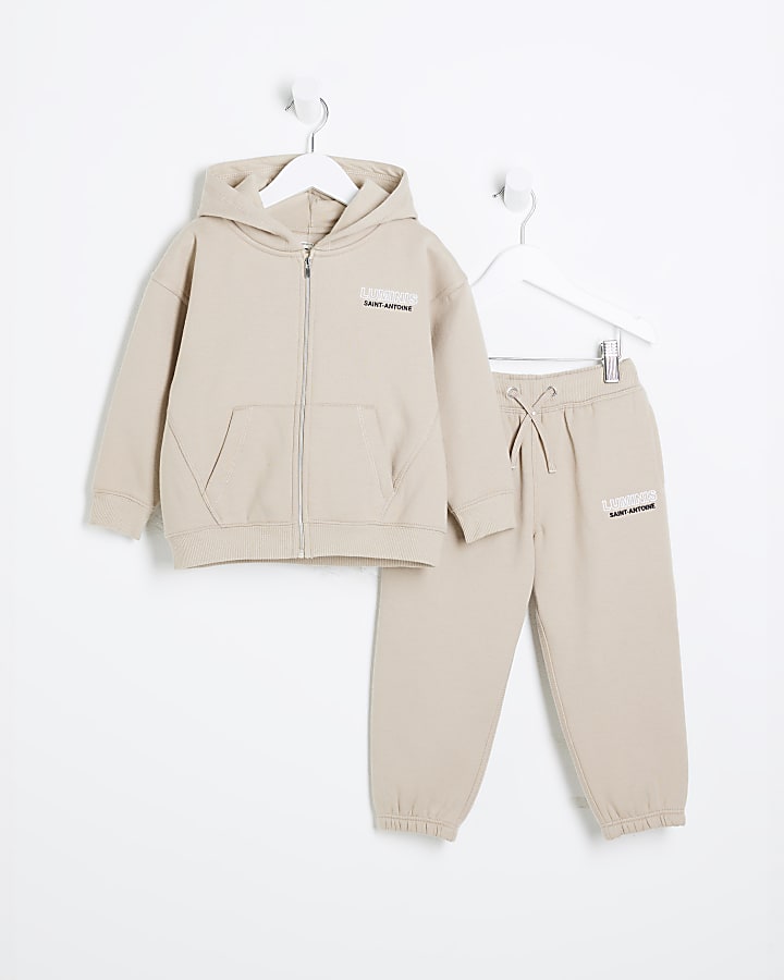 Mini Boys Beige Luminis Zip Through Set