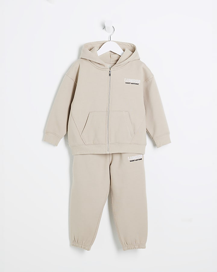 Mini Boys Beige Luminis Zip Through Set
