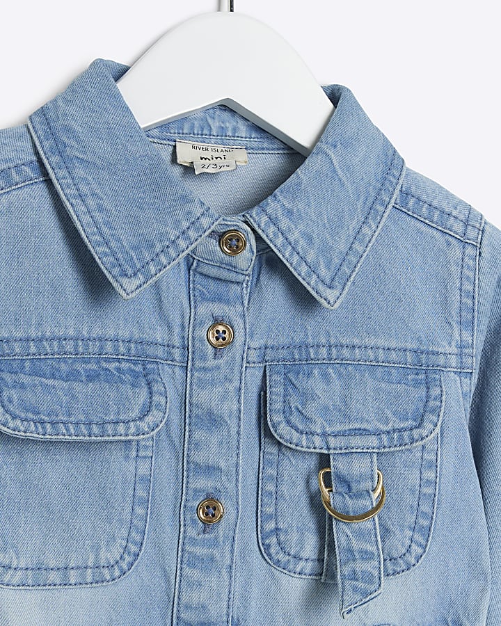 Mini Girls Denim Blue Shirt Dress