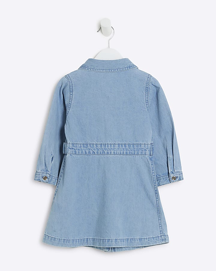 Mini Girls Denim Blue Shirt Dress