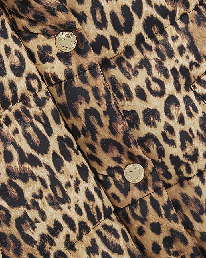 Mini Girls Brown Leopard Padded Gilet