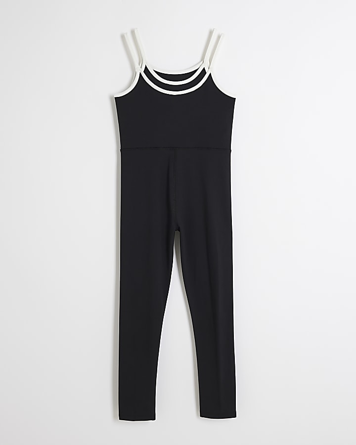 Girls black RI Active tipped jumpsuit