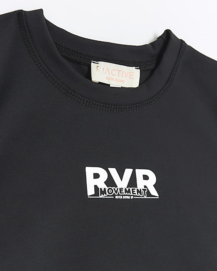 Girls black RI Active scuba crop t-shirt set