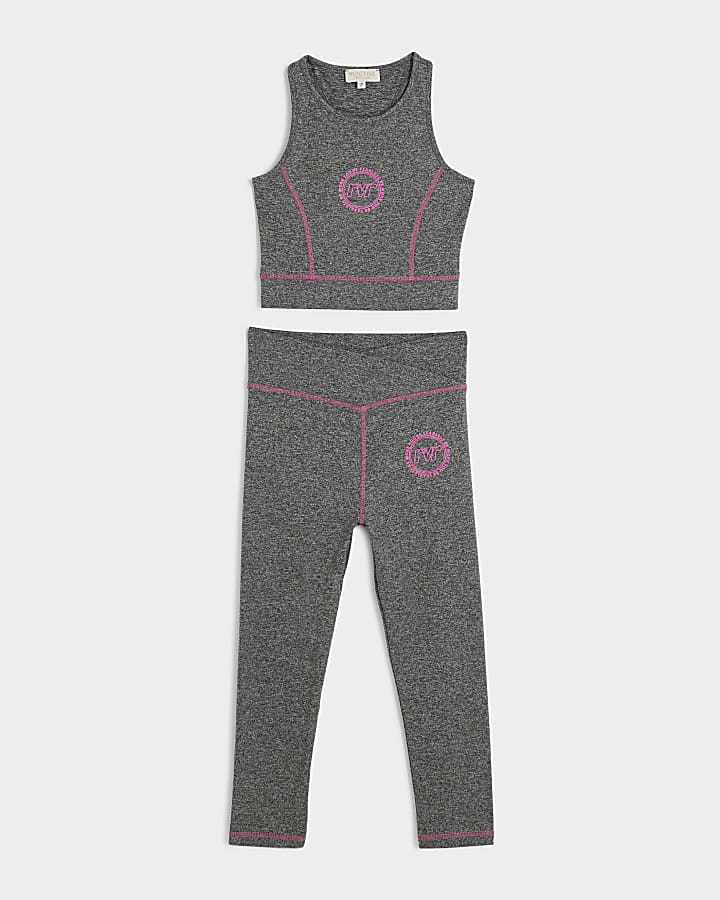 Girls grey RI Active seam tank top set