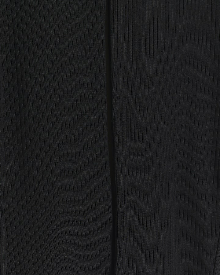 Mini Girls Black Ribbed Flare Leggings 2 Pack