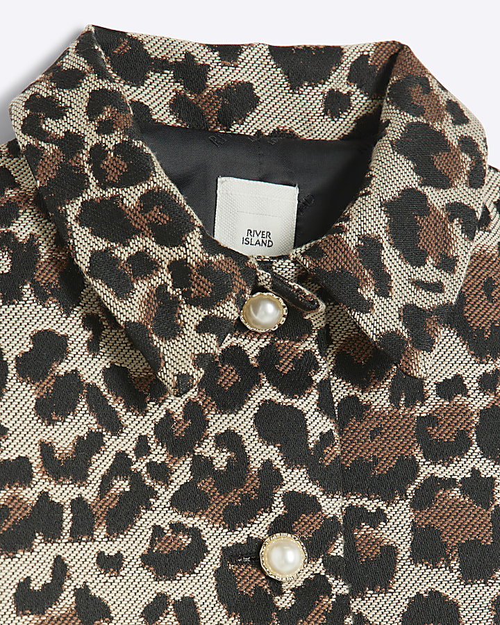 Girls brown leopard print jacket