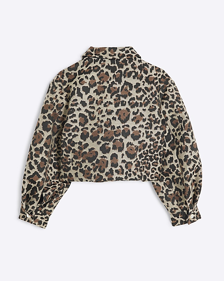 Girls brown leopard print jacket