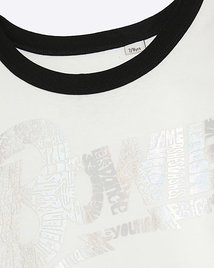 white Bowie foil graphic t-shirt