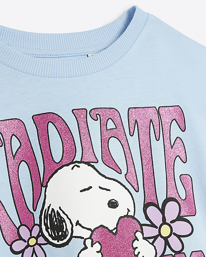 blue Snoopy graphic crop t-shirt