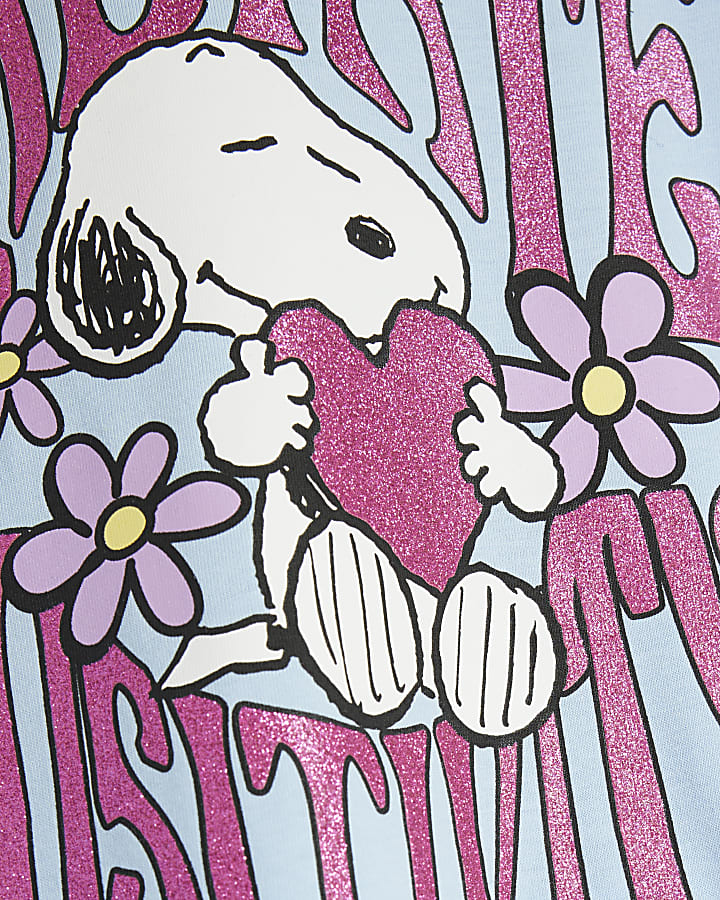 blue Snoopy graphic crop t-shirt