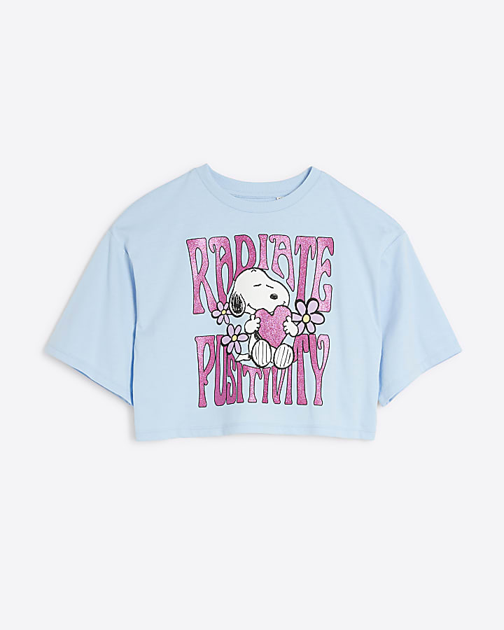 blue Snoopy graphic crop t-shirt