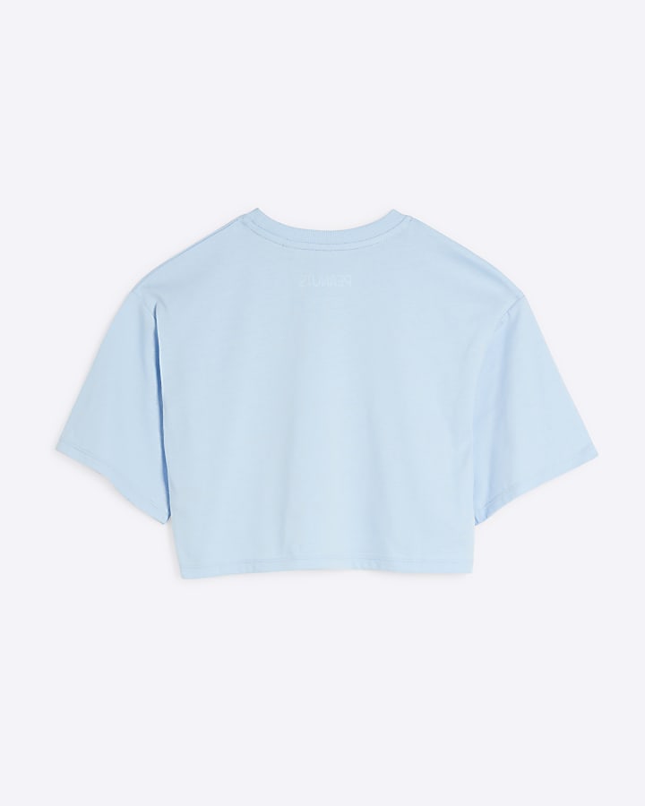 blue Snoopy graphic crop t-shirt