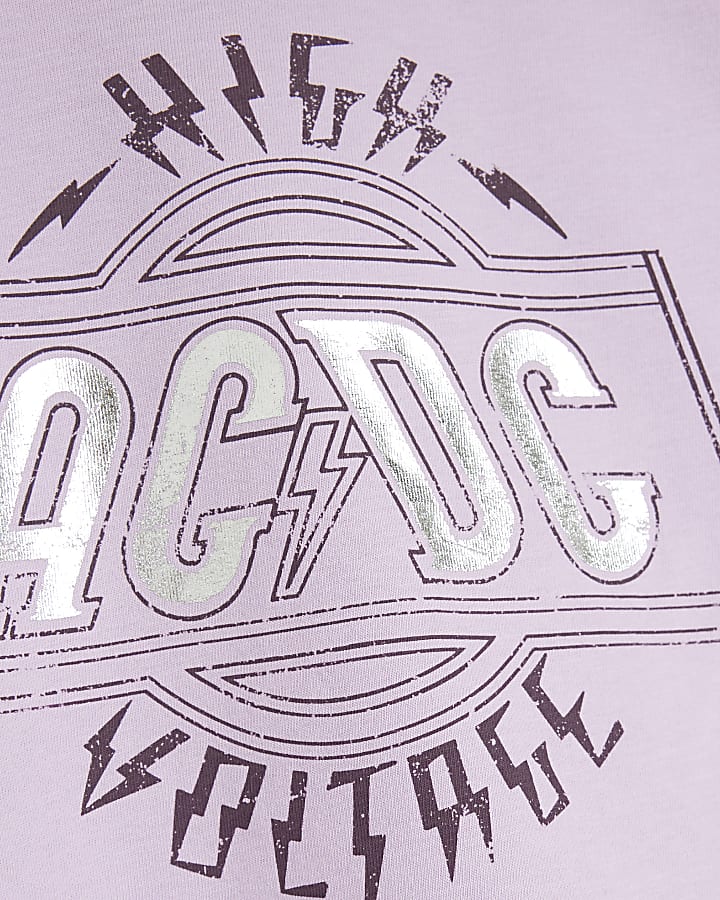 purple AC DC graphic crop t-shirt