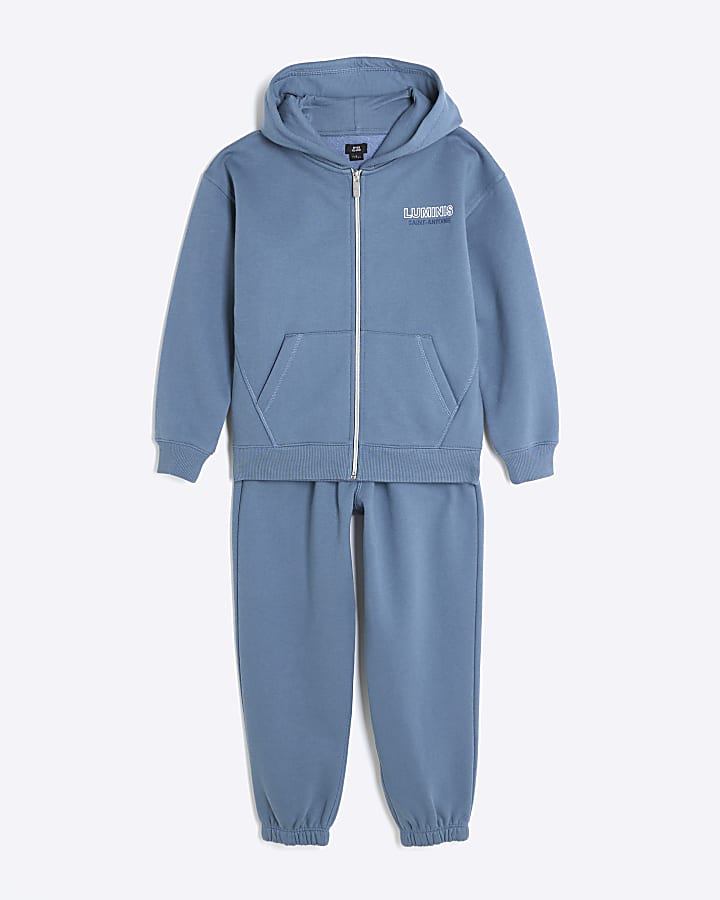 Boys Blue Luminis Zip Through Hoodie Set