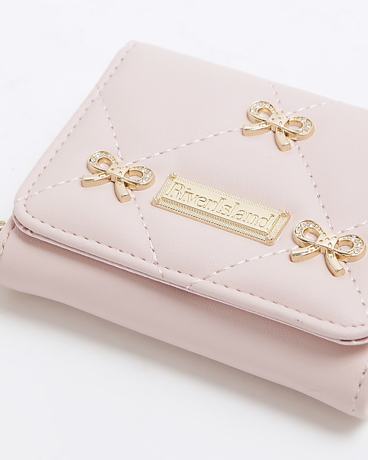 Girls Pink Bow Studded Purse