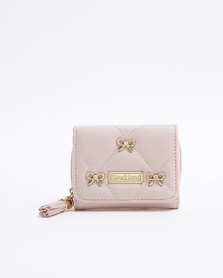 Girls Pink Bow Studded Purse