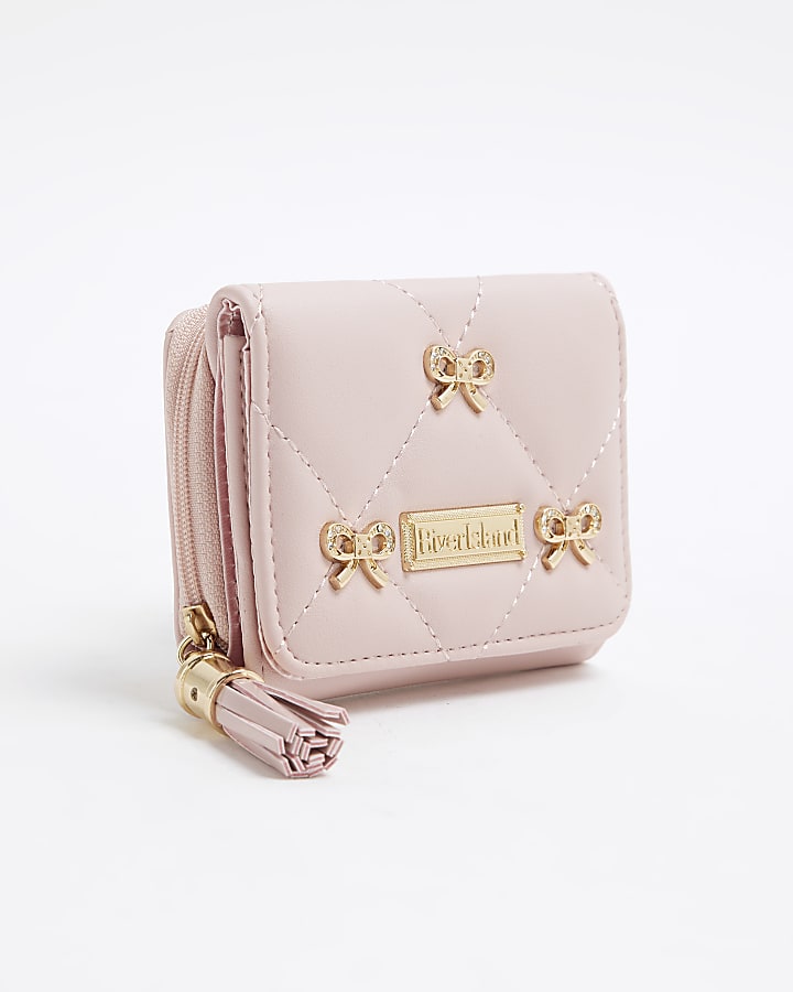 Girls Pink Bow Studded Purse