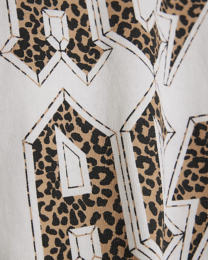 white leopard AC DC print t-shirt