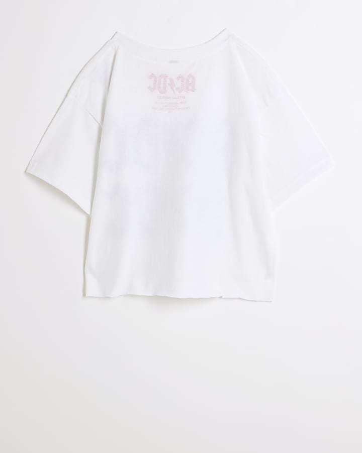 white leopard AC DC print t-shirt