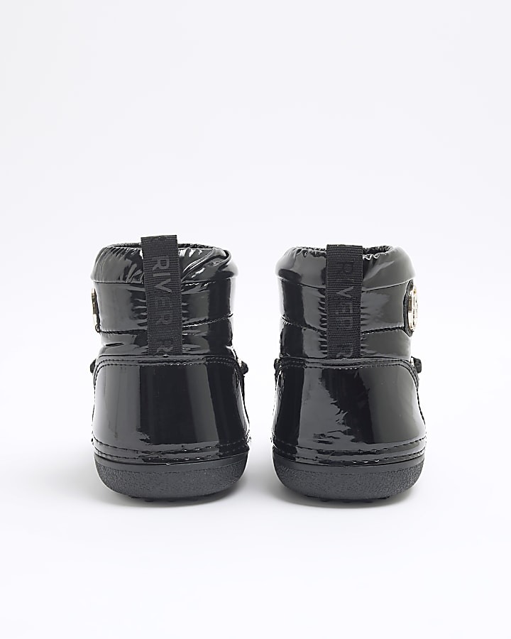 Girls Black Nylon Lace Up Snowboots