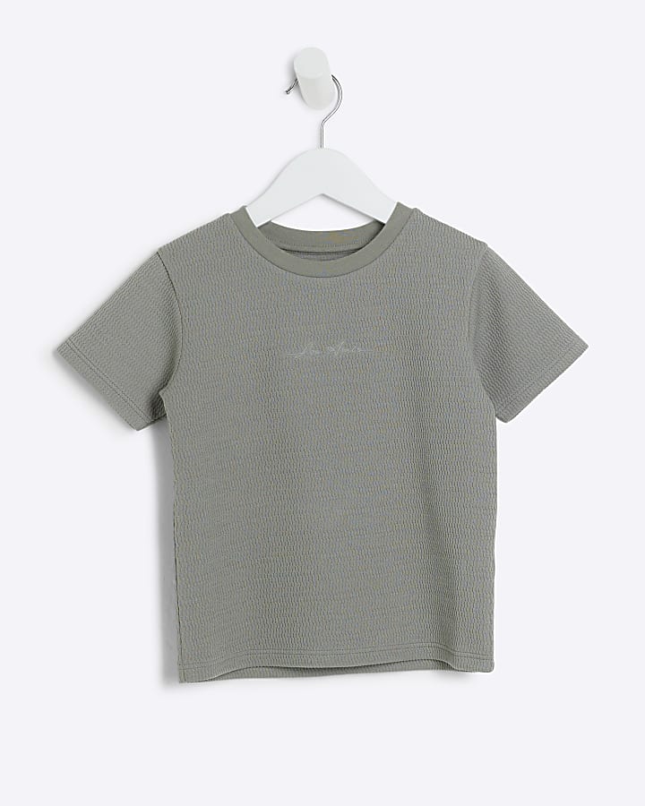 Mini boys khaki quilted t-shirt