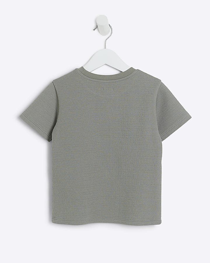 Mini boys khaki quilted t-shirt